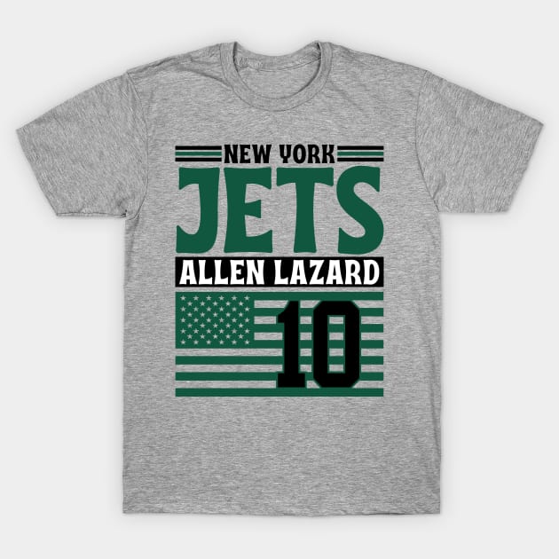 New York Jets Lazard 10 American Flag Football T-Shirt by Astronaut.co